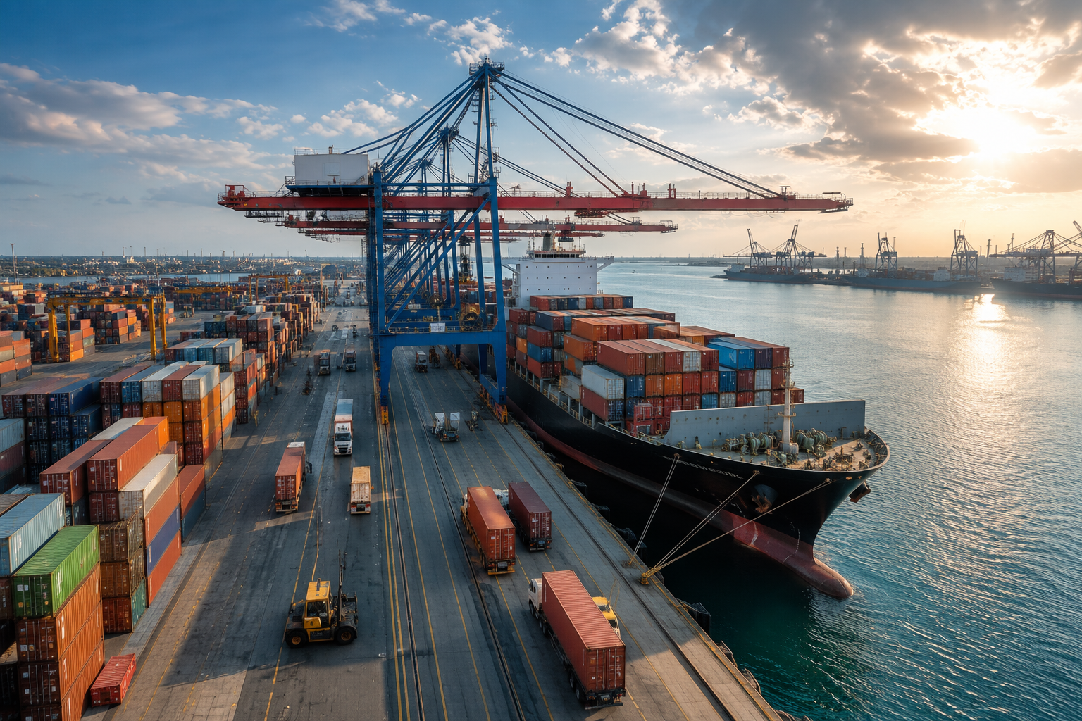 Operaciones portuarias de contenedores — comercio internacional